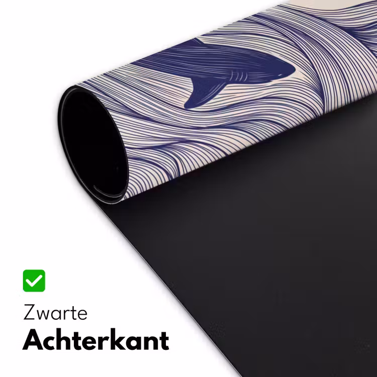 Vis - Oceaan - Lijntekening - Blauw - Dieren Muismat XXL klein -sfeer2