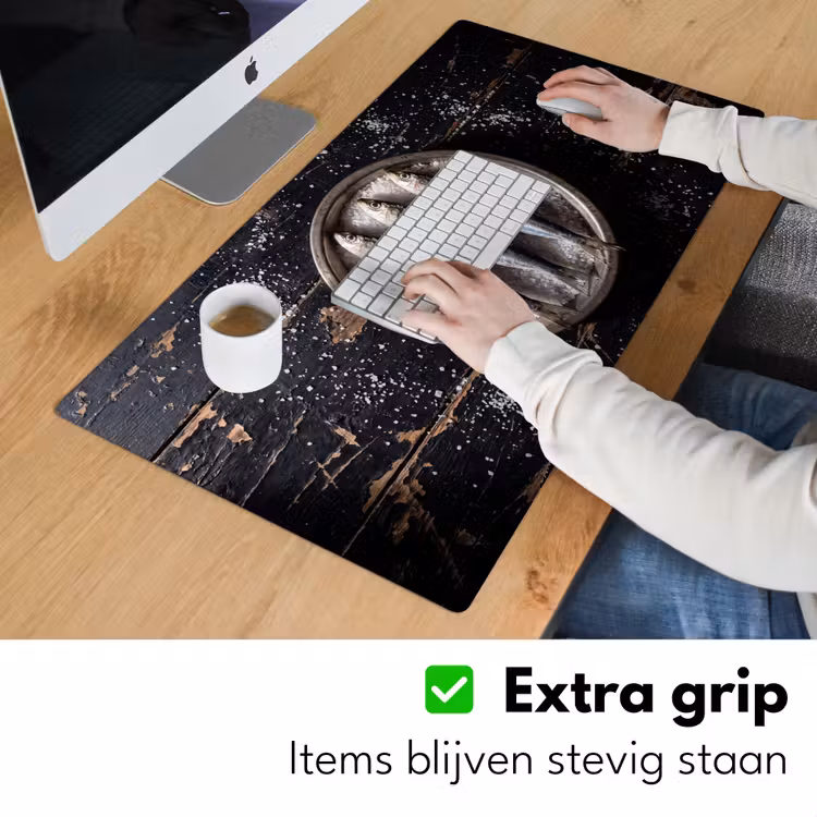 Desk Mat - Fish - Salt - Food - Vis - Zout - Eten Muismat XXL klein