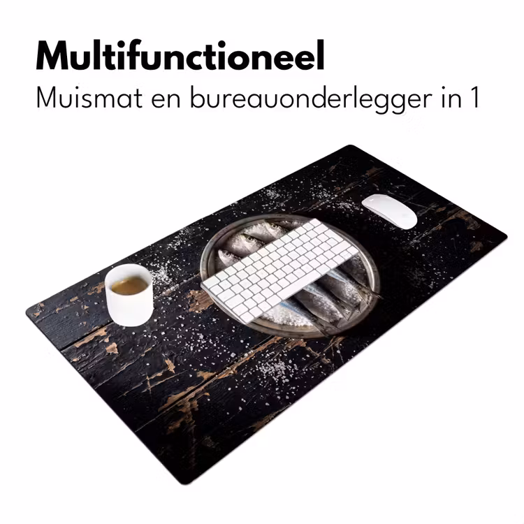 Desk Mat - Fish - Salt - Food - Vis - Zout - Eten Muismat XXL klein