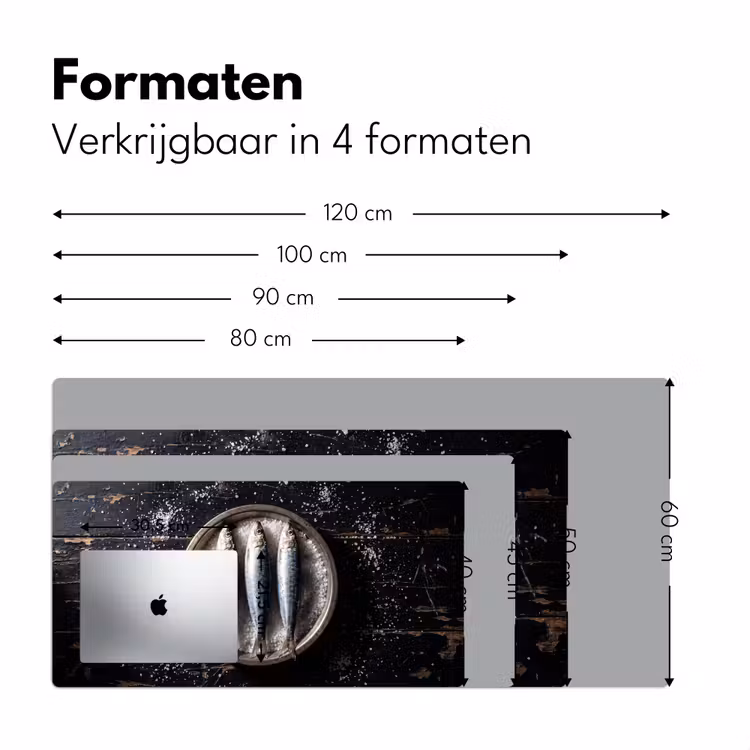 Desk Mat - Fish - Salt - Food - Vis - Zout - Eten Muismat XXL klein