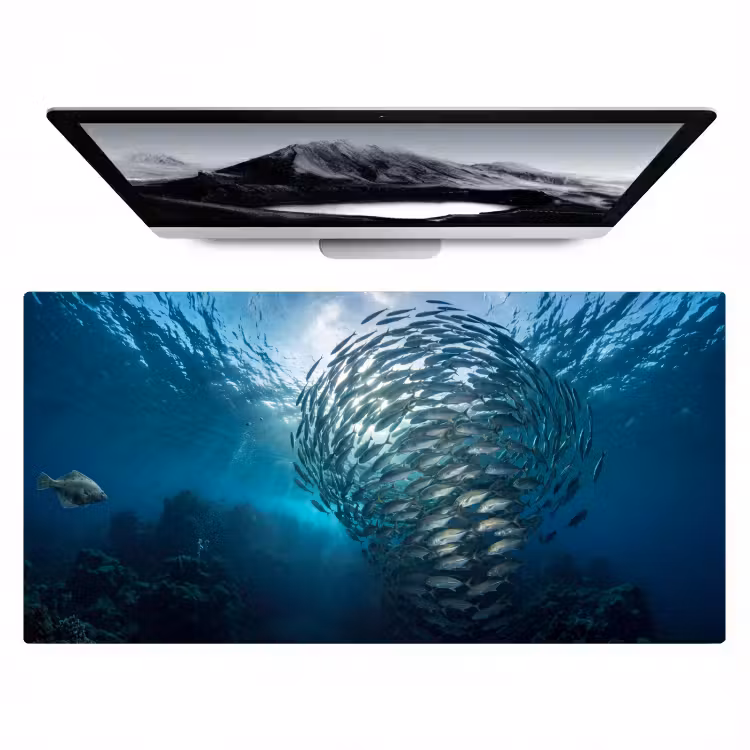Vis - School - Oceaan - Natuur - Blauw Muismat XXL klein -zzz3d