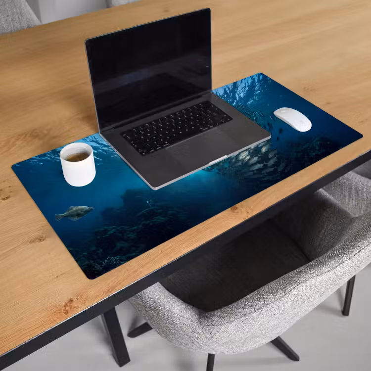 Vis - School - Oceaan - Natuur - Blauw Muismat XXL klein -sfeer1