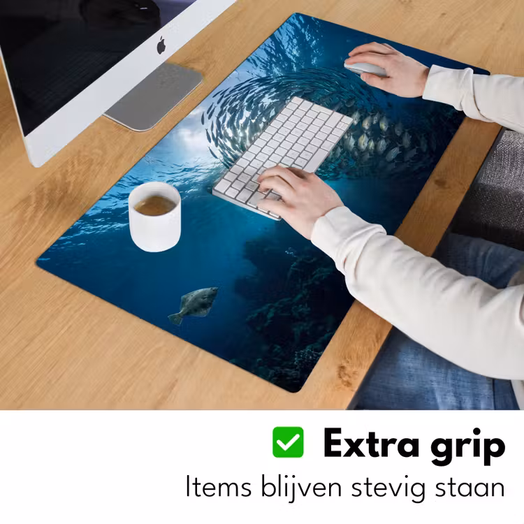 Vis - School - Oceaan - Natuur - Blauw Muismat XXL klein -sfeer3