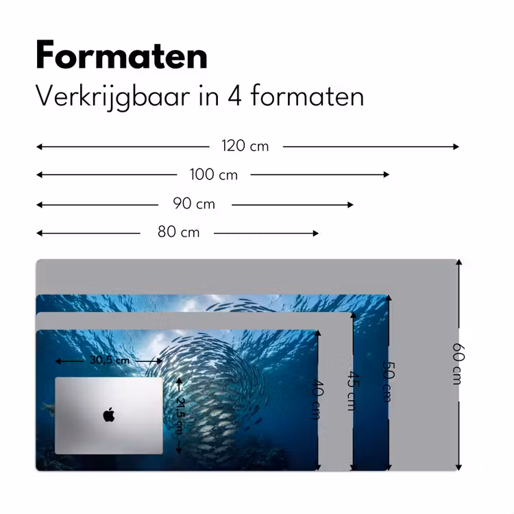 Vis - School - Oceaan - Natuur - Blauw Muismat XXL klein -sfeer5