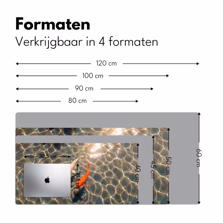 Vis - Water - Dieren - Oranje - Goud Muismat XXL klein -sfeer5