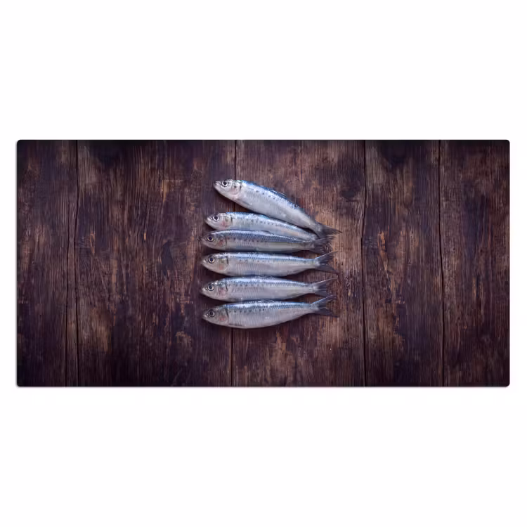 Desk Mat - Fish - Wood - Food - Vis - Hout - Eten Muismat XXL klein