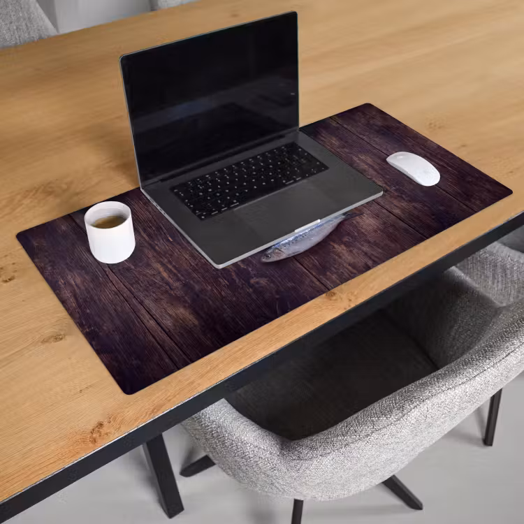 Desk Mat - Fish - Wood - Food - Vis - Hout - Eten Muismat XXL klein