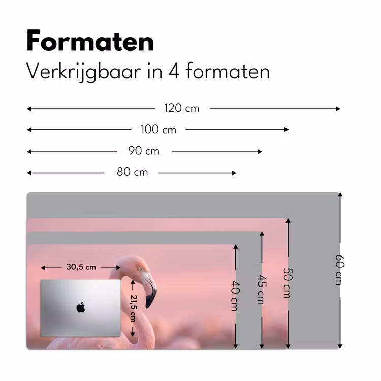 Flamingo - Portret - Roze Muismat XXL klein -sfeer5