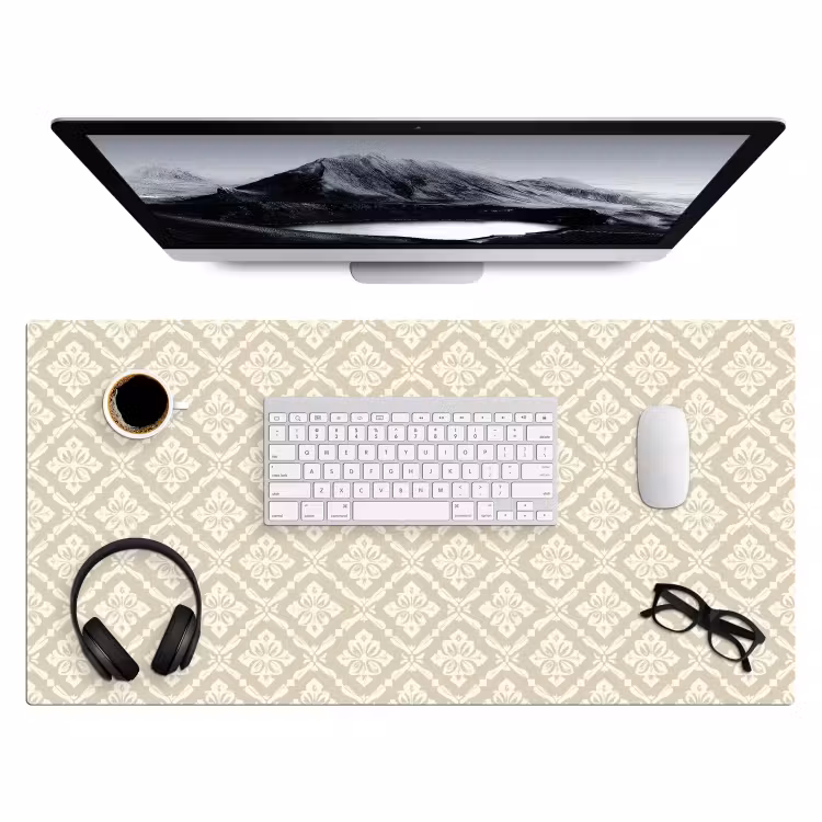 Floraal - Ornament - Beige Muismat XXL klein 681 -3d