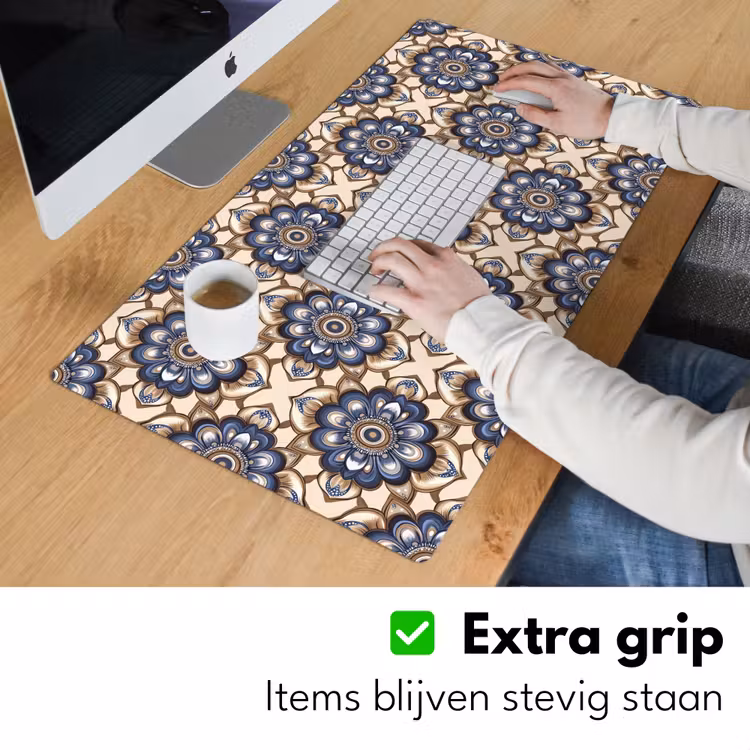 Floraal - Ornament - Blauw Muismat XXL klein 681 -sfeer3