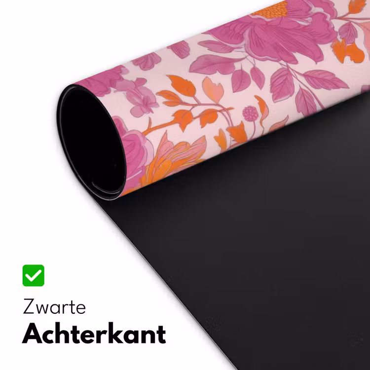 Bloemenpatroon - Roze - Oranje - Bloemen Muismat XXL klein -sfeer2