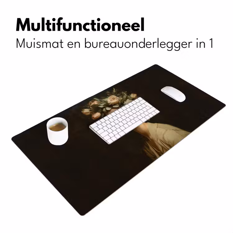 Bloemenstilte - Vrouw - Portret Muismat XXL klein -sfeer4