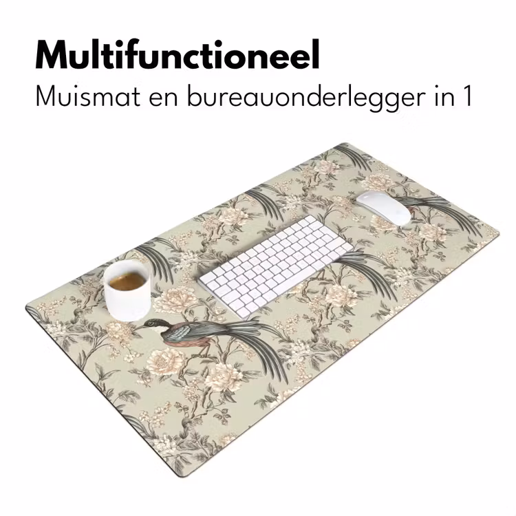 Bloem - Vogel - Kleurrijk Muismat XXL klein 681 -sfeer4