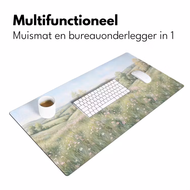 Bloemen veld - Bloemen - Groen Muismat XXL klein -sfeer4