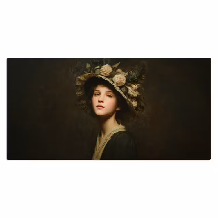 Bloemenhoed - Portret - Vrouw Muismat XXL klein -3d_leeg