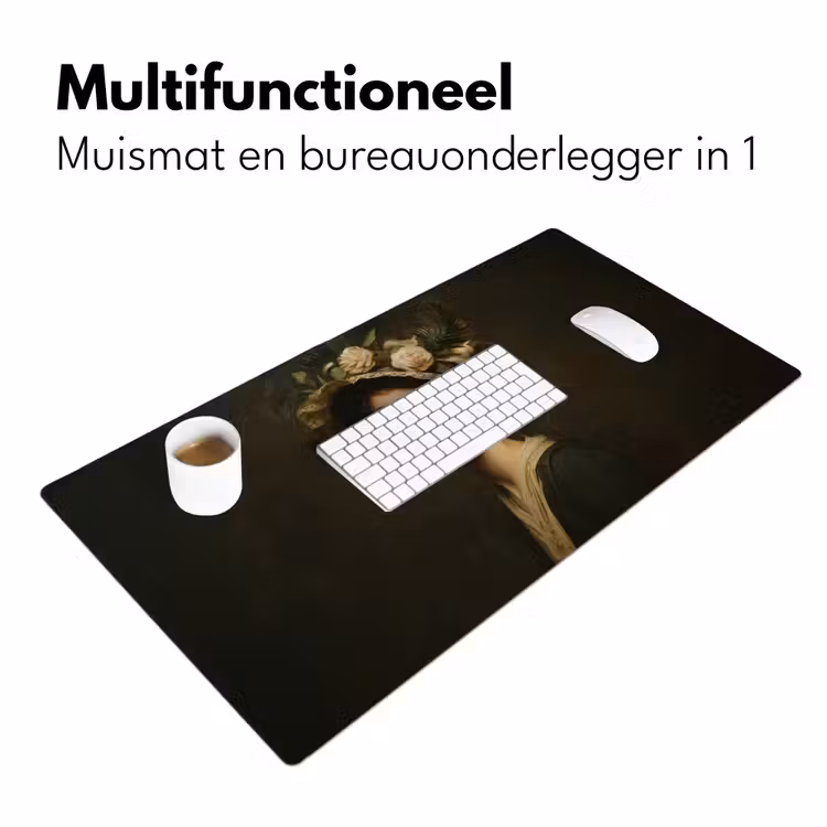 Bloemenhoed - Portret - Vrouw Muismat XXL klein -sfeer4