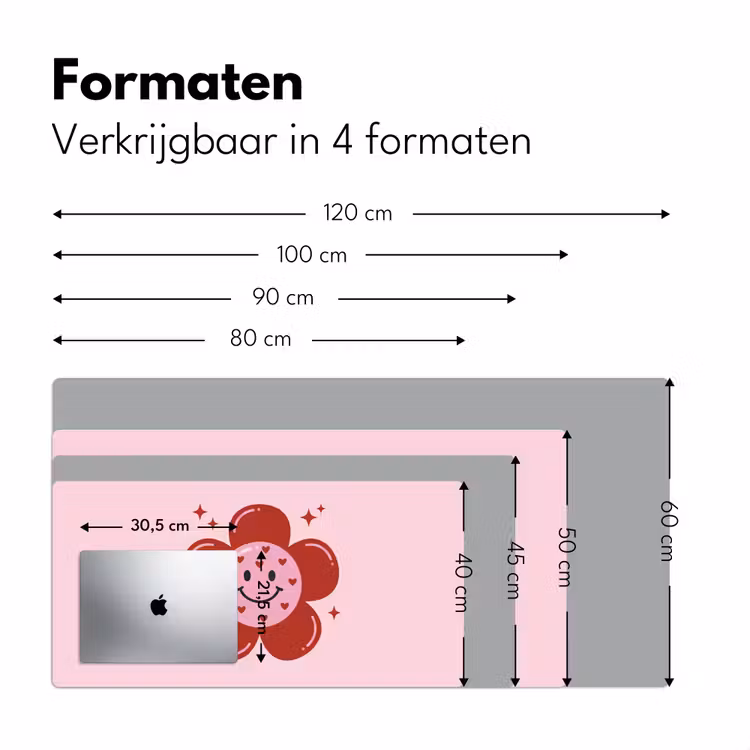 Bloem - Roze - Hartjes Muismat XXL klein -sfeer5