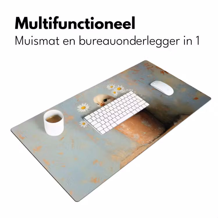 Bloempot - Kuiken - Bloemetjes Muismat XXL klein -sfeer4