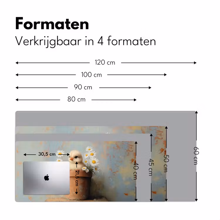 Bloempot - Kuiken - Bloemetjes Muismat XXL klein -sfeer5