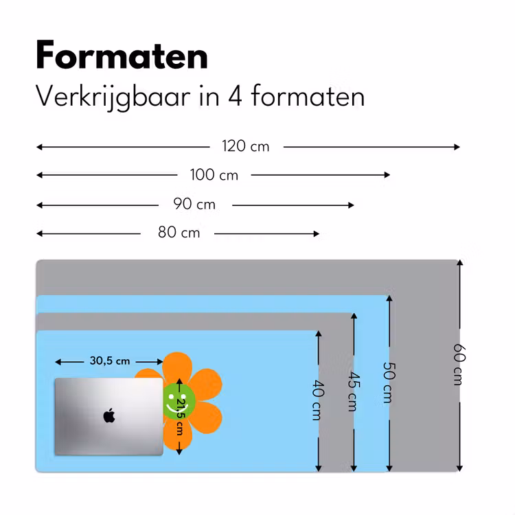 Bloem - Smiley - Kleurrijk Muismat XXL klein -sfeer5