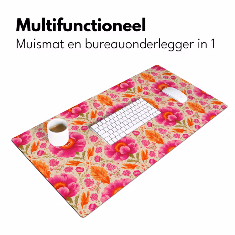 Bloemen - Barok - Roze - Oranje Muismat XXL klein 681 -sfeer4