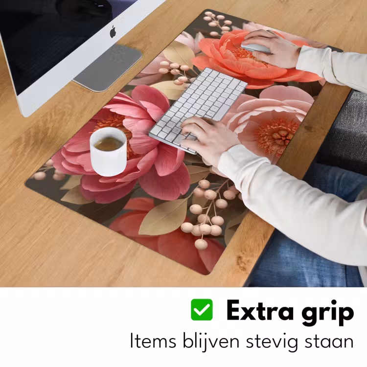 Bloemen - Bloesem - Zacht - Koraal - Decoratie Muismat XXL klein -sfeer3