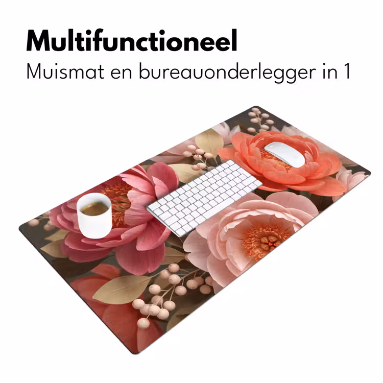 Bloemen - Bloesem - Zacht - Koraal - Decoratie Muismat XXL klein -sfeer4