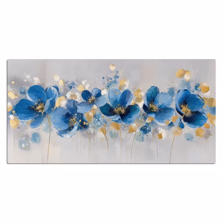 Bloemen - Blauw - Abstract Muismat XXL klein -3d_leeg