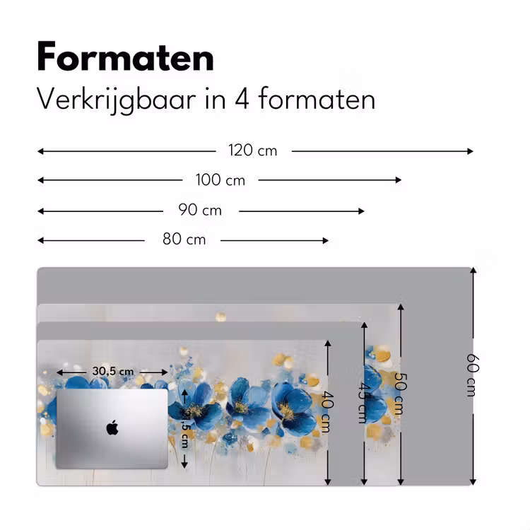 Bloemen - Blauw - Abstract Muismat XXL klein -sfeer5