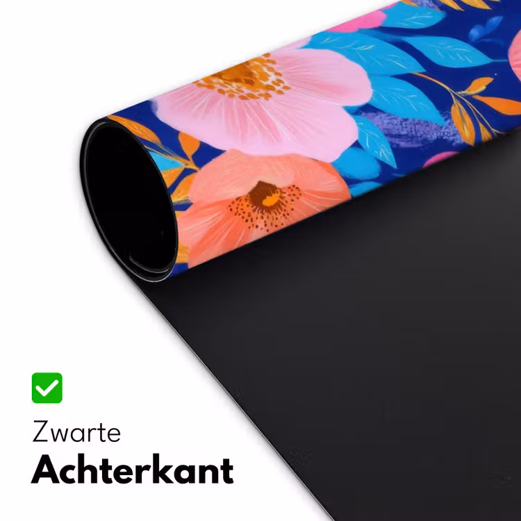 Bloemen - Blauw - Roze Muismat XXL klein -sfeer2