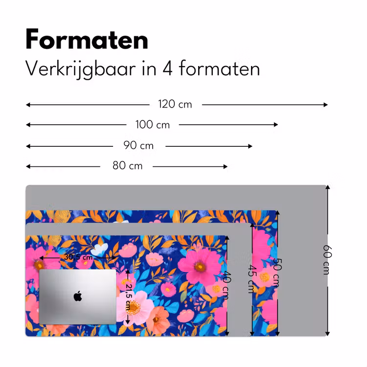 Bloemen - Blauw - Roze Muismat XXL klein -sfeer5