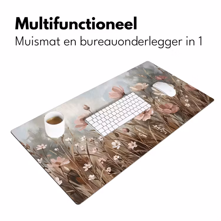 Bloemen - Botanisch - Schilderij - Pastel - Rustiek Muismat XXL klein -sfeer4