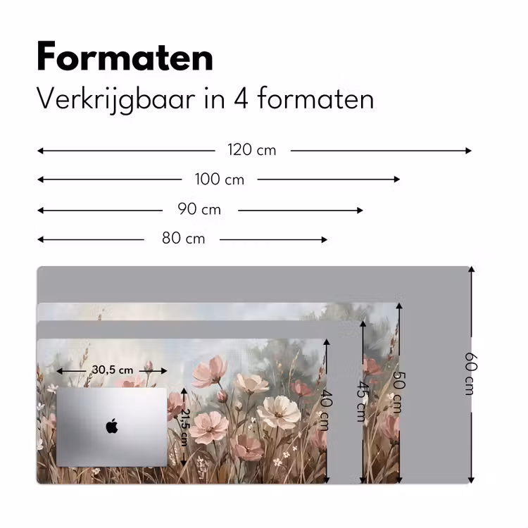 Bloemen - Botanisch - Schilderij - Pastel - Rustiek Muismat XXL klein -sfeer5