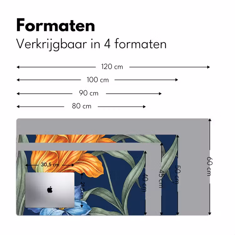Desk Mat - Flowers - Botanical - Pattern - Bloemen - Botanisch - Patroon Muismat XXL klein