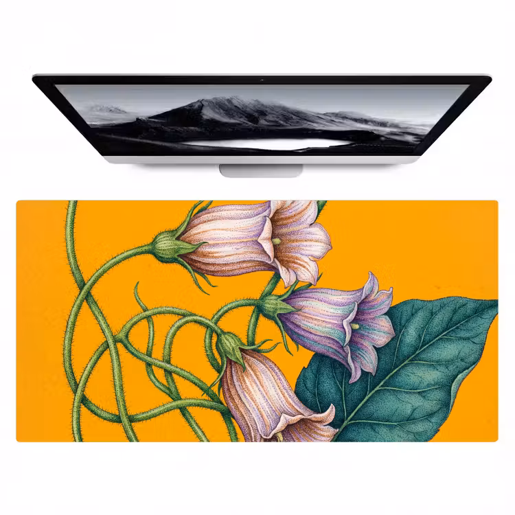 Desk Mat - Flowers - Botanical - Yellow - Bloemen - Botanisch - Geel Muismat XXL klein