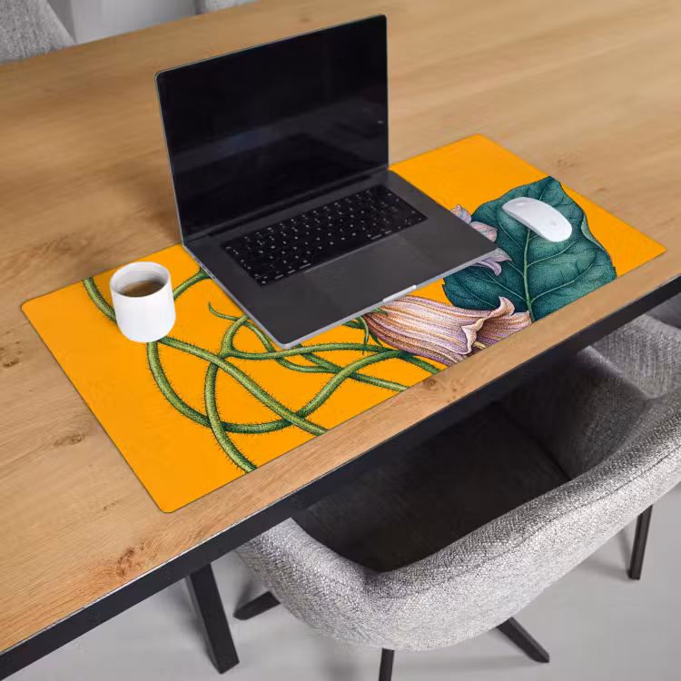 Desk Mat - Flowers - Botanical - Yellow - Bloemen - Botanisch - Geel Muismat XXL klein