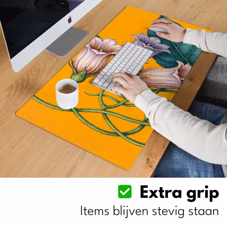 Desk Mat - Flowers - Botanical - Yellow - Bloemen - Botanisch - Geel Muismat XXL klein