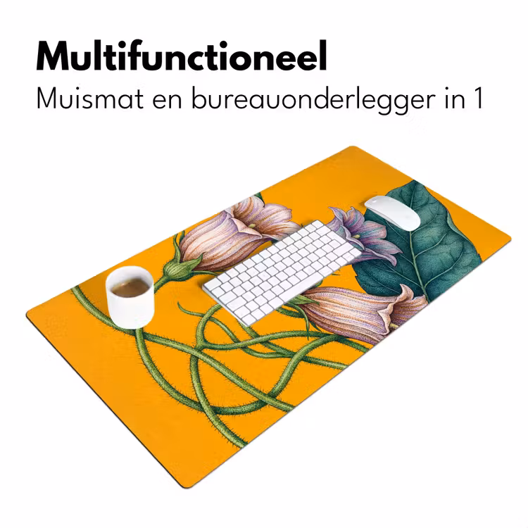 Desk Mat - Flowers - Botanical - Yellow - Bloemen - Botanisch - Geel Muismat XXL klein