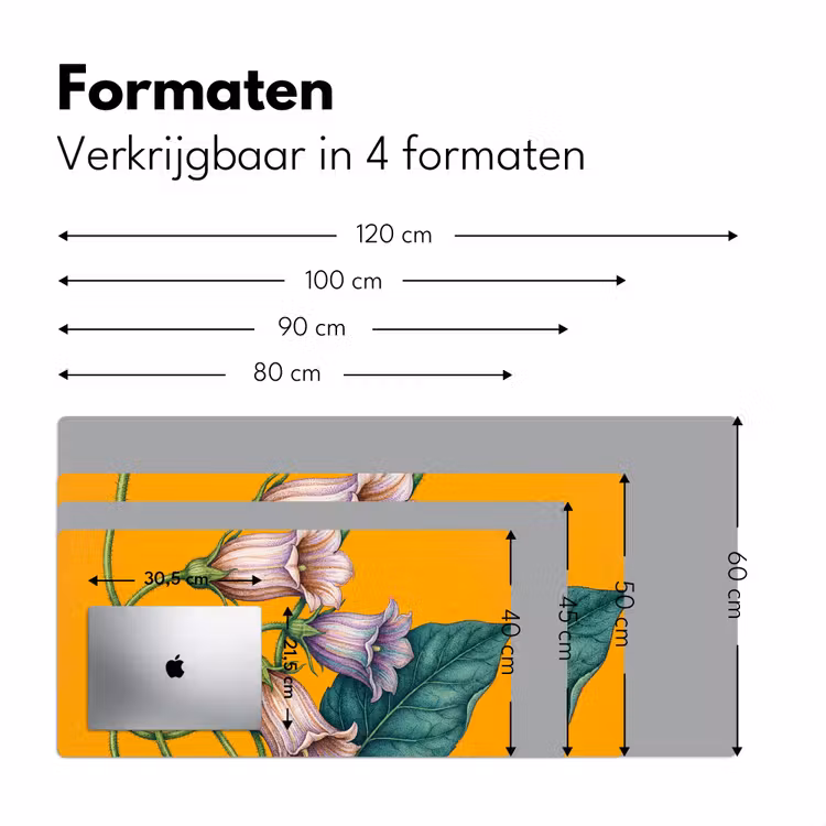 Desk Mat - Flowers - Botanical - Yellow - Bloemen - Botanisch - Geel Muismat XXL klein