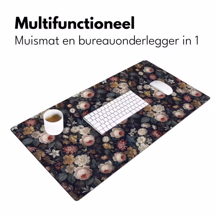 Bloemen - Boeket - Botanisch - Vintage - Donkere achtergrond Muismat XXL klein -sfeer4