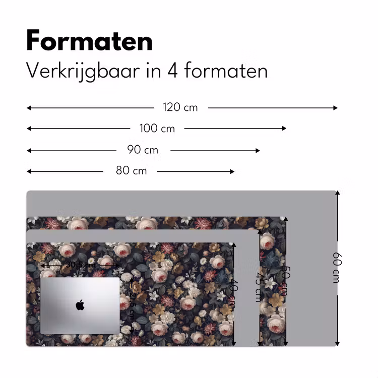 Bloemen - Boeket - Botanisch - Vintage - Donkere achtergrond Muismat XXL klein -sfeer5