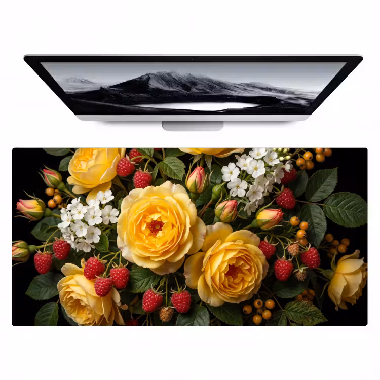 Bloemen - Boeket - Natuur - Klassiek - Geel Muismat XXL klein -zzz3d