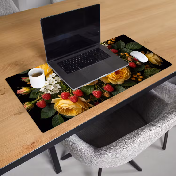 Bloemen - Boeket - Natuur - Klassiek - Geel Muismat XXL klein -sfeer1