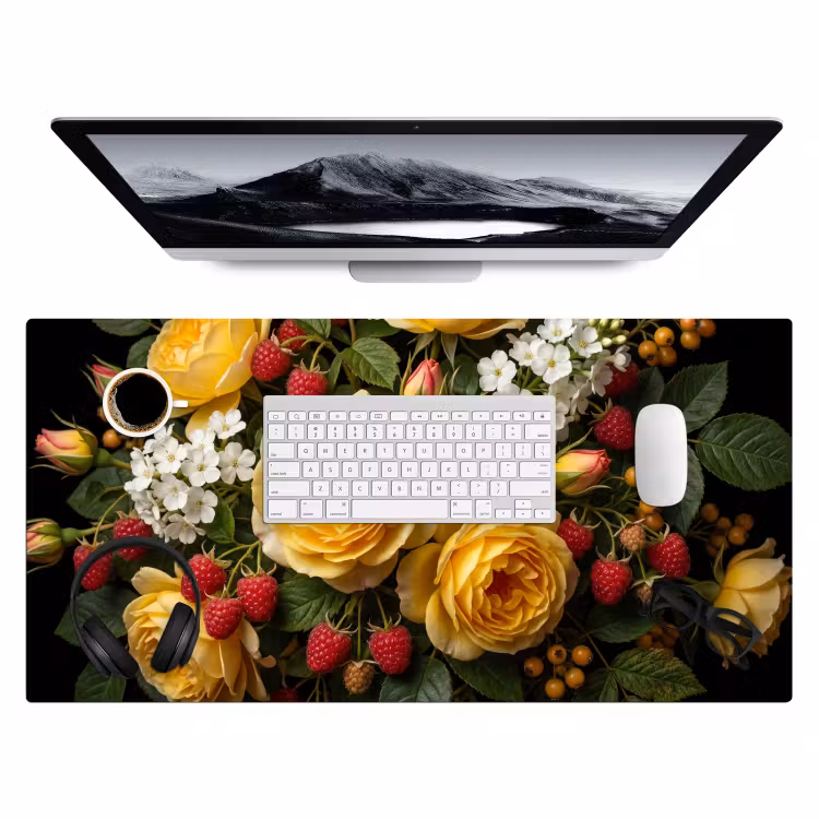 Bloemen - Boeket - Natuur - Klassiek - Geel Muismat XXL klein -3d