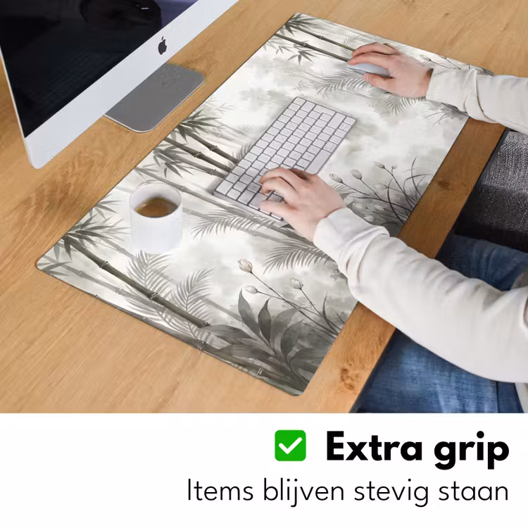 Bloemen - Knop - Tuin - Illustratie - Wit Muismat XXL klein -sfeer3