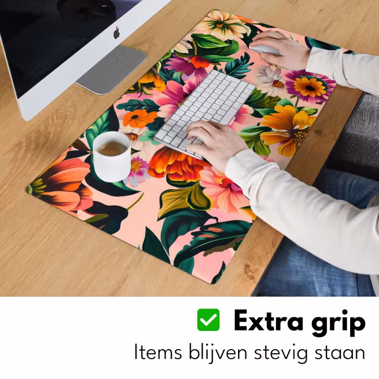 Bloemen - Kleurrijk - Roze Muismat XXL klein -sfeer3