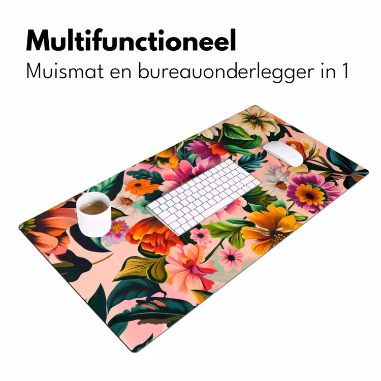 Bloemen - Kleurrijk - Roze Muismat XXL klein -sfeer4