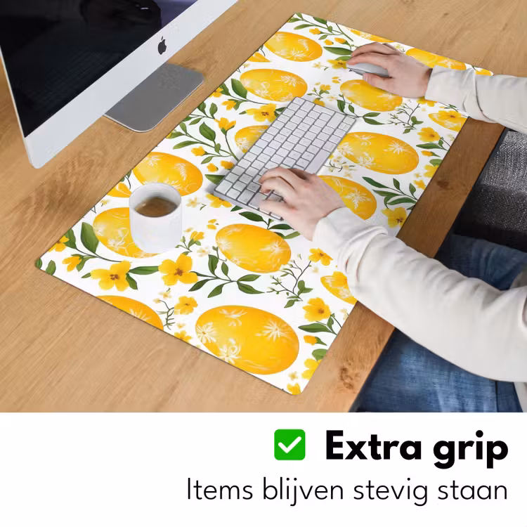 Bloemen - Paaseieren - Geel Muismat XXL klein -sfeer3