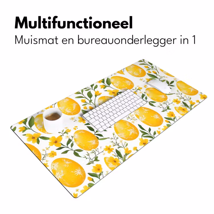 Bloemen - Paaseieren - Geel Muismat XXL klein -sfeer4