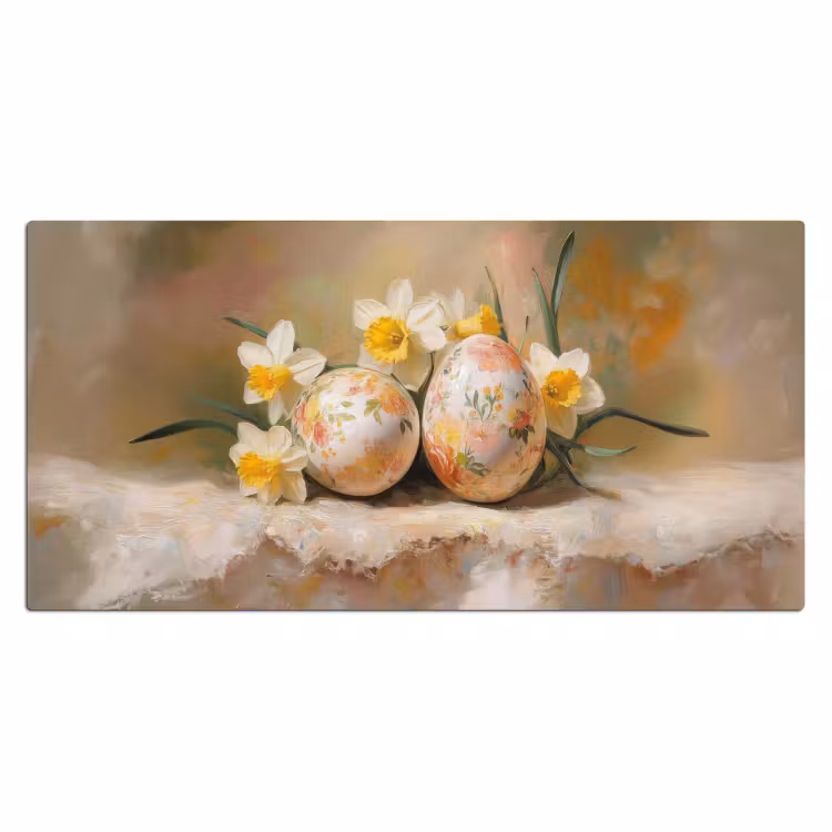 Bloemen - Eieren - Geschilderd Muismat XXL klein -3d_leeg